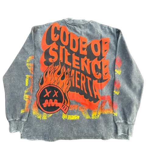 Acid Wash 3 Skull Long Sleeve T-Shirt 2.0