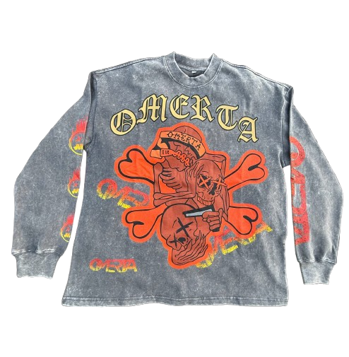Acid Wash 3 Skull Long Sleeve T-Shirt 2.0